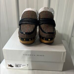 Veronica Beard Houndstooth Loafers heel clogs  size 8